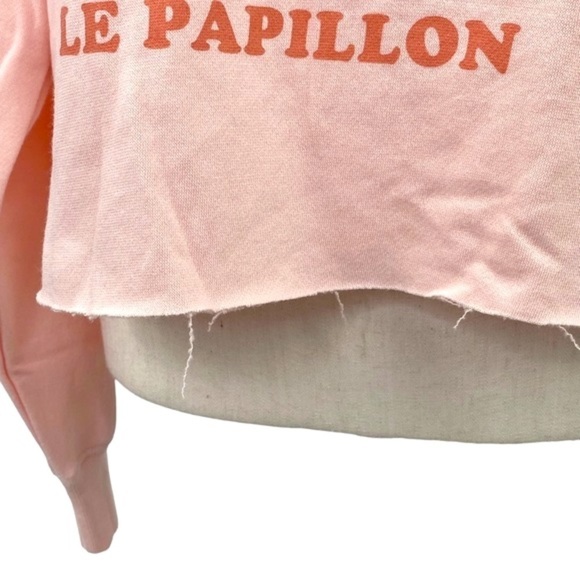 Public Library Le Papillon Butterfly Fleece Sweatshirt Raw Hem Cut Off Sz S - Picture 5 of 9